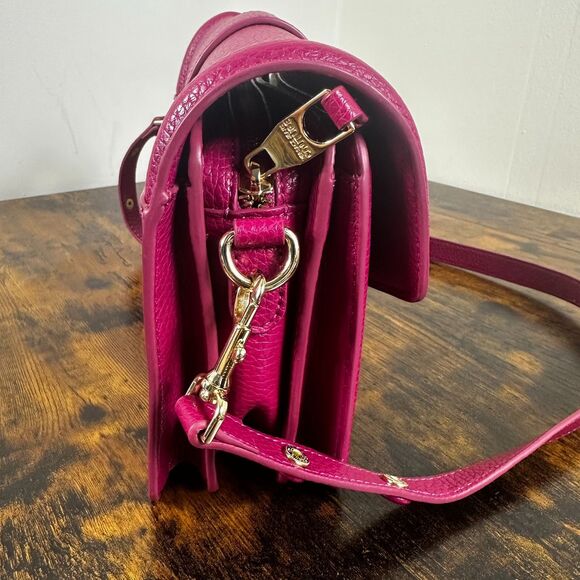 Versace Jeans Couture Pink Pebbled Gold Accent Crossbody Bag Purse Shoulder Hand - Picture 4 of 16